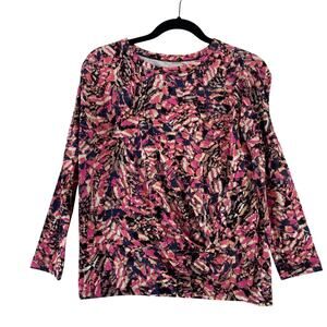Nic + Zoe‎ Pink Womens Boatneck Abstract Print Pullover Top Size XS NWT